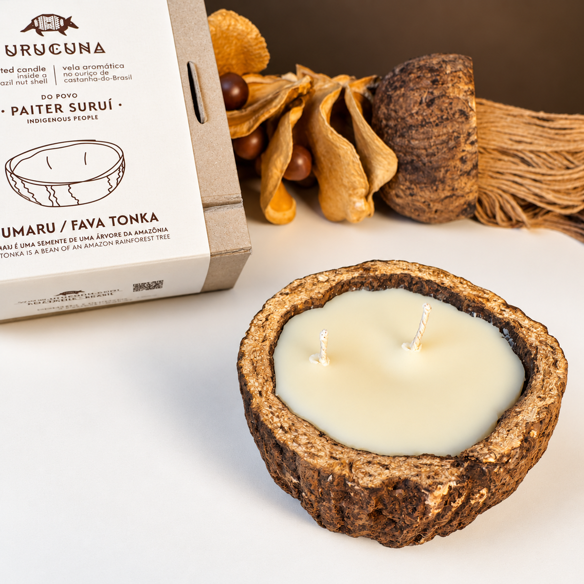 Vela Aromática de Cumaru em Ouriço de Castanha-do-Brasil 180 g