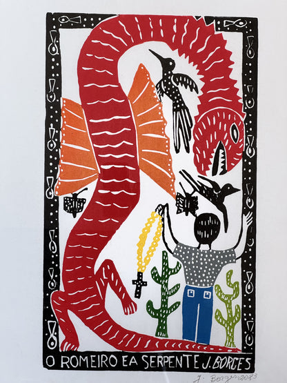 Xilogravura J. Borges O Romeiro e a Serpente