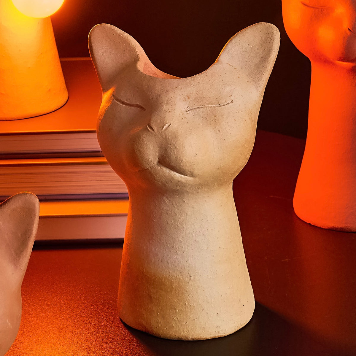 Elongated Feline Vase