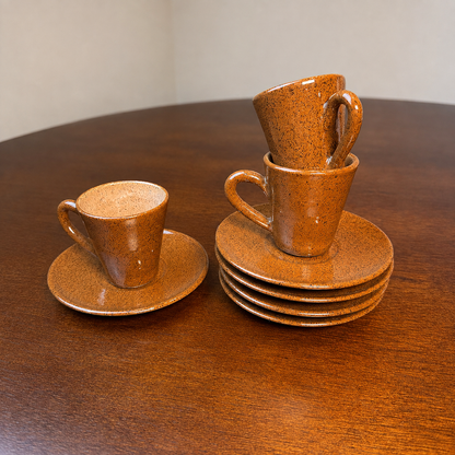 Conjunto 4 Xícaras com Pires Terracota